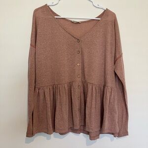 Ces Femme Boutique Women's V-Neck Button-Down Top Medium